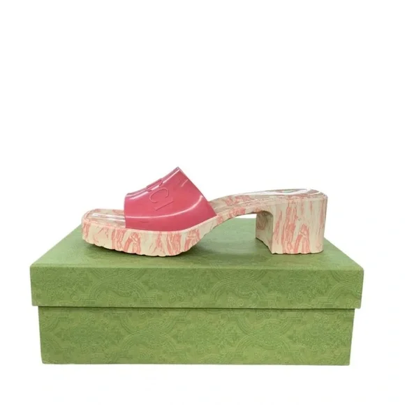 Gucci Pink and Cream Marble Mules - Picture 2 of 4